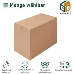 20 x Faltkarton (1200 x 600 x 600 mm) stabil 2-wellig Versandkarton für schwere Gegenstände Paket DHL Hermes Schachtel Box Paket braun BB-Verpackungen