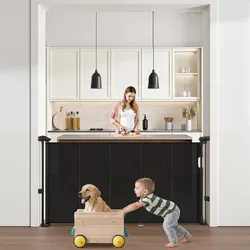 VEVOR einziehbares Babygitter (87 cm hoch ausziehbar bis 1400 mm breit) ausziehbares Gitter für Kinder Haustiere, Netzmaterial, Treppenschutzgitter für Innentreppen Türen Flure Spielzimmer, Schwarz
