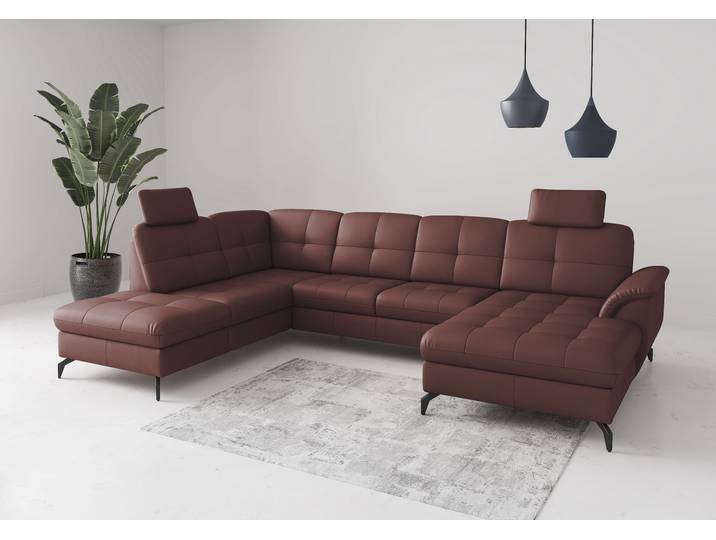 Wohnlandschaft SIT & MORE Zora , merlot, T:212cm, Sofas, Wohnlandschaft