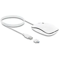 DELOCK Maus Desktop optisch 4-Tasten USB-A + USB-C weiß
