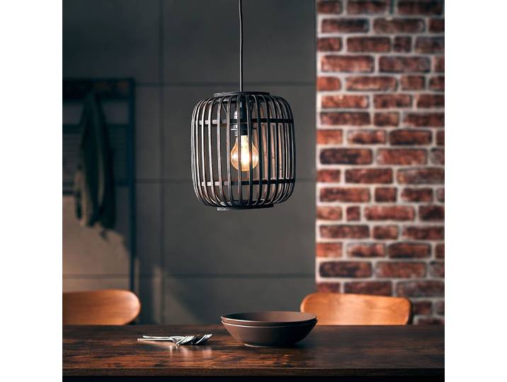 Pendelleuchte Woodrow Ø 21cm Schwarz Material: Metall, Holz teilmassiv Metallart: Eisen Oberfläche Holz: Gebeizt Oberfläche Metall: Lackiert