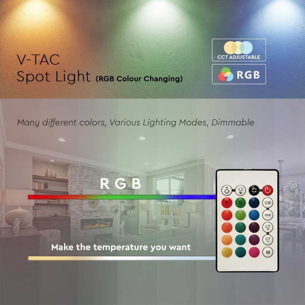V-Tac Smart Vt-2234 Lampadina Led E14 4.8w P45 Rf Rgb+w Dimmerabile Bianco Caldo 3000k Con Telecomando - Sku 2766