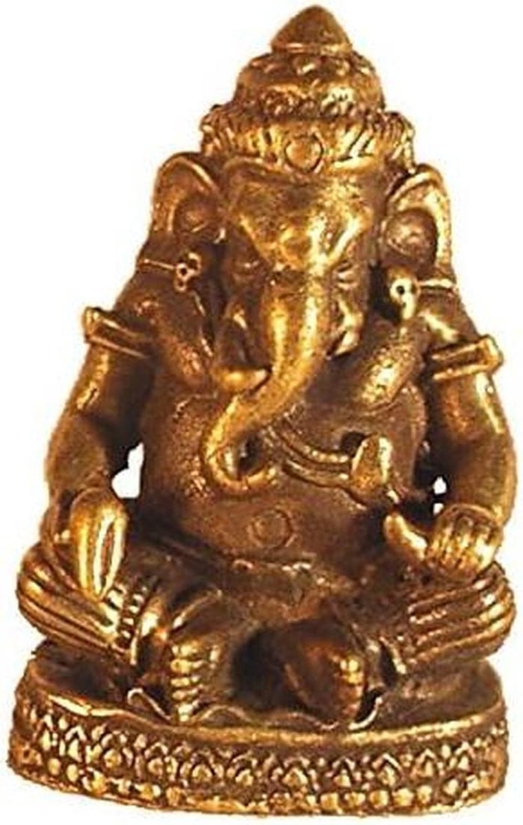 Messing Ganesha zittend beeldje met filigraan afwerking voor decoratie