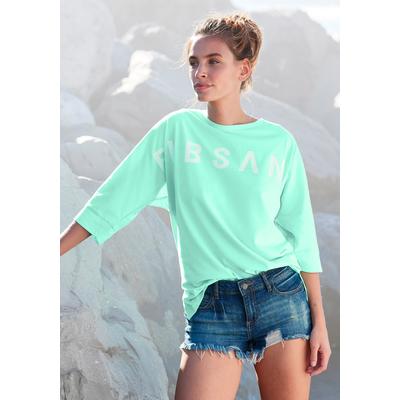 3/4-Arm-Shirt ELBSAND "Iduna", Damen, Gr. XXL (44), grün (mint), Jersey, Obermaterial: 50% Baumwolle, 50% Polyester, unifarben, figurumspielend hüftlang, Rundhals, Shirts 3/4-Arm-Shirt, aus Baumwoll-Mix, lockere Passform, sportlich-casual