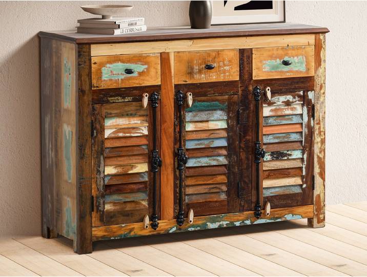 Sideboard 122x91cm 'Hawkins' recyceltes Altholz mehrfarbig lackiert