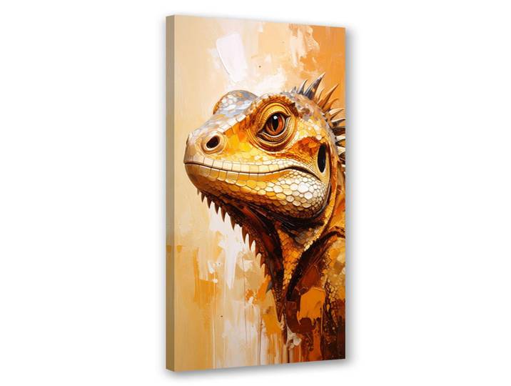 Feeby Leinwandbild Eidechsenkopf-Reptilien 50x100cm, Beige, Tiere, Rechteckig, 50x100 cm, Bilder & Rahmen, Bilder, Leinwandbilder