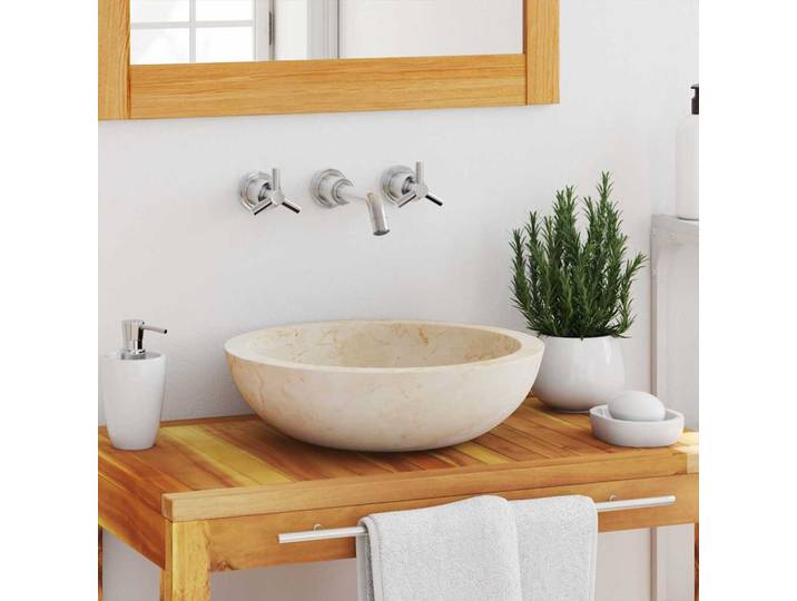 vidaXL Waschbecken 40x12 cm Marmor Creme