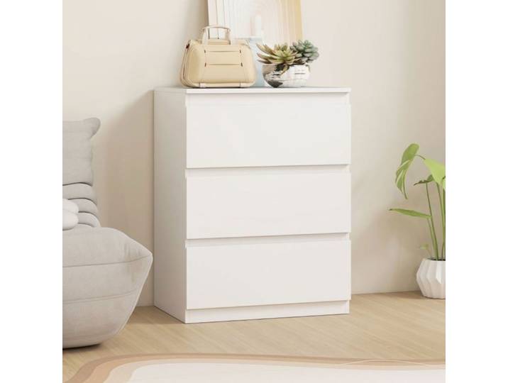 Commode - WESTYLE - 60x40x79 cm 3 tiroirs - Blanc - Sans poignée - Bois FSC