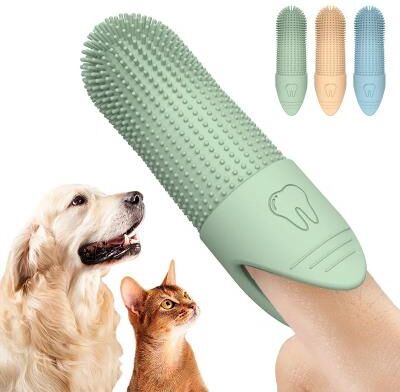 Inspire Select 360 Silicone Finger Dog Toothbrush For Pets Gentle Pet Dental Cleaning Brush For Dogs & Cats yellow