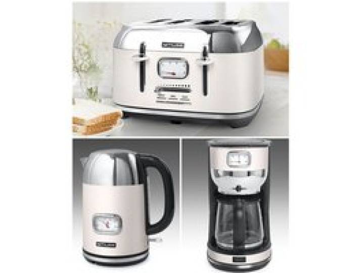 Cafetière Vintage 1.4 L 10 à 12 tasses 1000W - GRILLE-PAIN RETRO 4 TRANCHES 1800W - Bouilloire Vintage 1.7L - 2200W - Sans fil