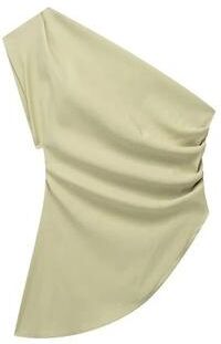 Uplifted Finds Womens Asymmetric Off Shoulder Trendy Spicy Girl Fashion Top xs green