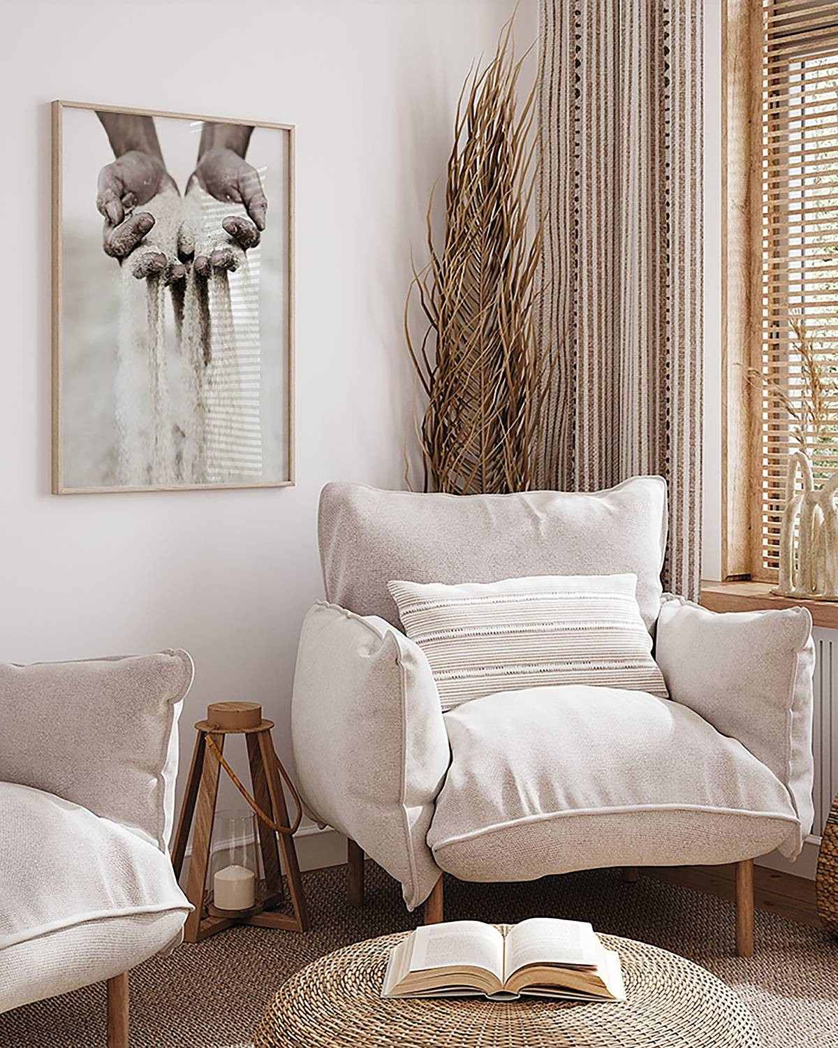 home24 Loving Sand abstracte wanddecoratie, multicolor, 52 x 62 cm