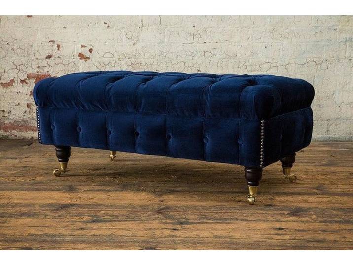 Xlmoebel Polsterhocker Designer Luxus Hocker Chesterfield Textil Relax Sofa, Made in Europa