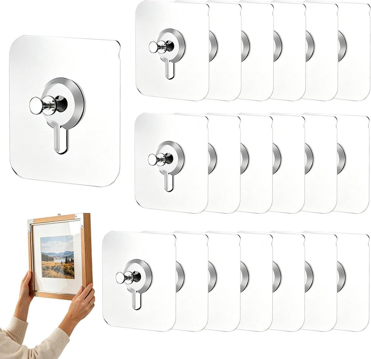 20 stuks Zelfklevende Fotohangers Zilver - Decoratie Ophangen Zonder Boren