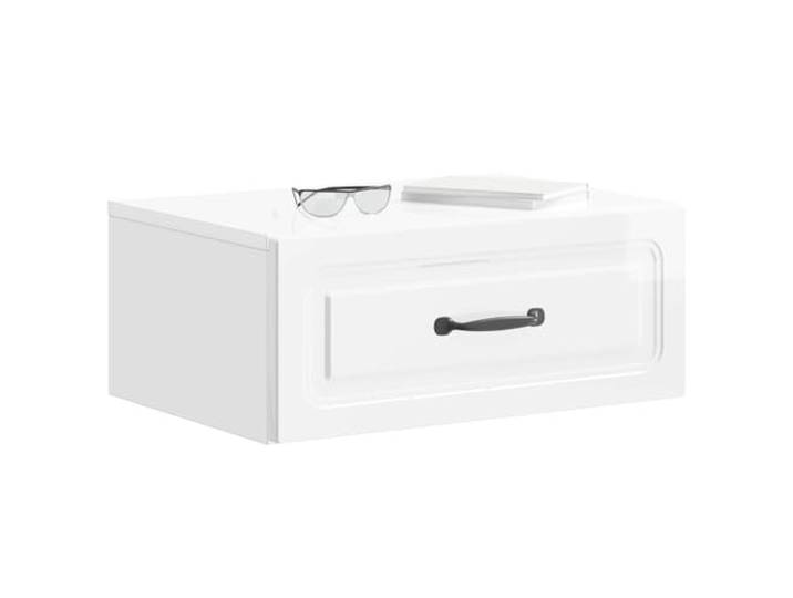 KTHLBRH Wand-Nachtschrank, 2 Stück, weiß, glänzend, 49 x 34,5 x 20 cm Modernes Design, Stauraum, Schlafzimmer, hängendes Set