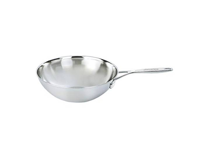 Demeyere Industry 5-lagiger Wok aus Edelstahl, flacher Boden, 5 l Ofenfest bis 260 °C, Silvinox Fingerabdruckresistent & leicht zu reinigen, Induktionskochgeschirr kompatibel & für alle