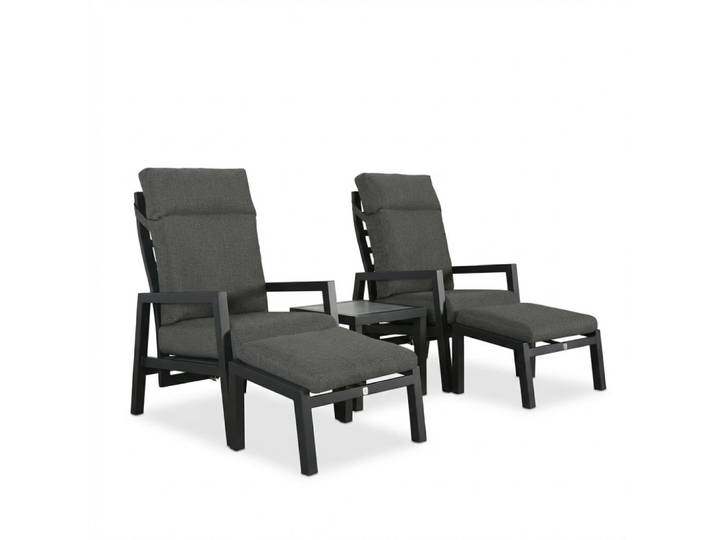 Chicago lounge balkonset - verstelbaar 2 personen aluminium + keramiek antraciet 5-delig