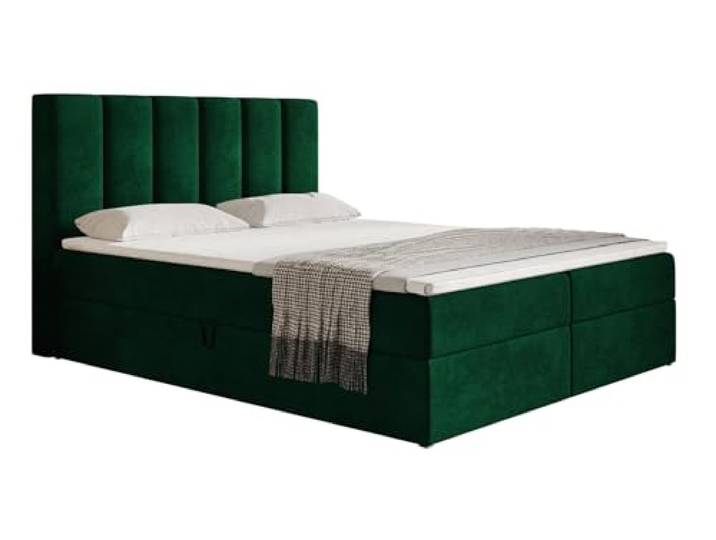Emporius Boxspringbett 180x200 cm Foro - Doppelbett mit Lattenrost & Topper, Bettkasten, Bonell-Matratze - Grün (Kronos 19)