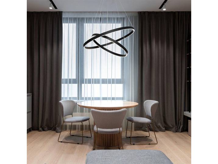 Suspension LED\, alu noir\, anneaux réglables\, H 120 cm