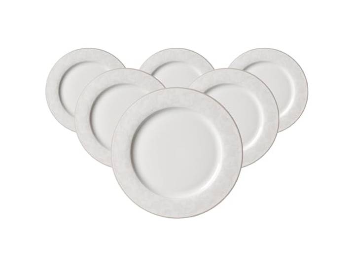 Ritzenhoff & Breker Isabella Speiseteller 27 cm, Runde Essteller mit Floral-Dekor im praktischen 6er Set, Porzellan, Spülmaschinengeeignet, Beige