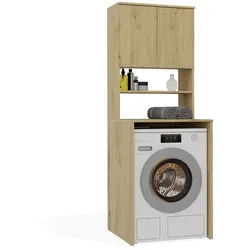 Badezimmerschrank POLA MULTI über Waschmaschine Hochschrank Regal EICHE ARTISAN