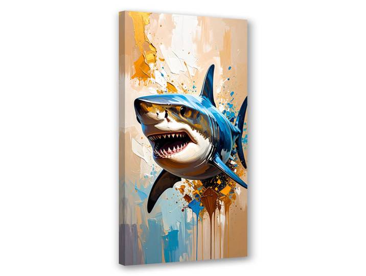 Feeby Leinwandbild Hai Fisch Meerestier 40x80cm, Beige, Tiere, Rechteckig, 40x80 cm, Bilder & Rahmen, Bilder, Leinwandbilder