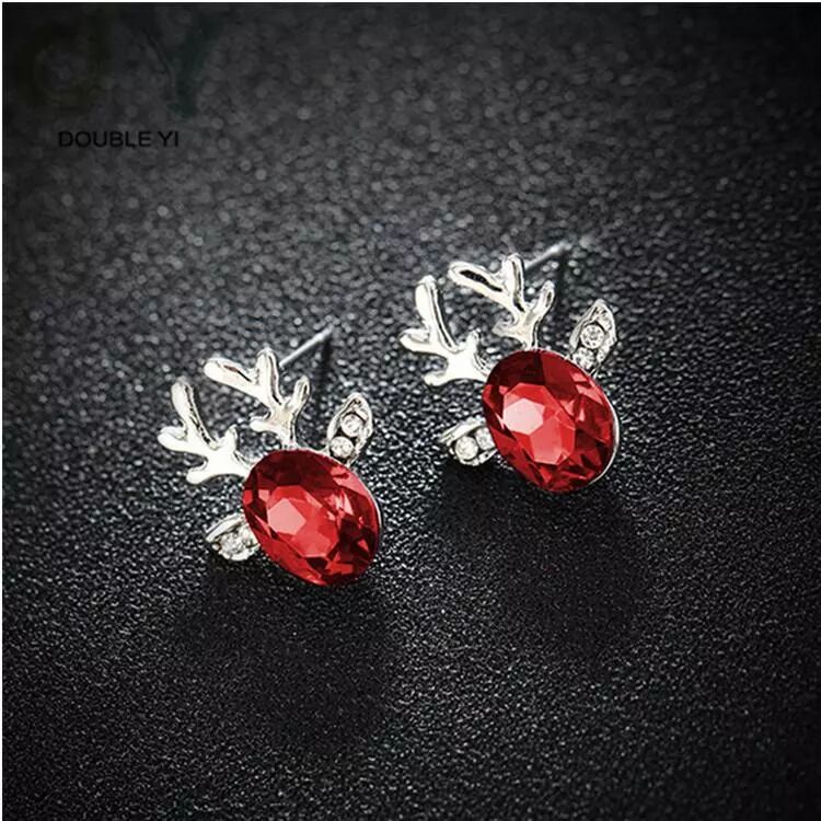 INF Boucles d'oreilles renne en argent pour Noël - argent / mûrier