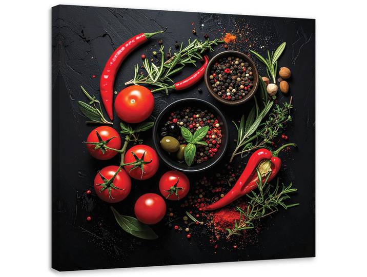 Feeby Leinwandbild Essen & Trinken 60x60cm, Rot, Essen/Getränk, Quadratisch, 60x60 cm, Bilder & Rahmen, Bilder, Leinwandbilder