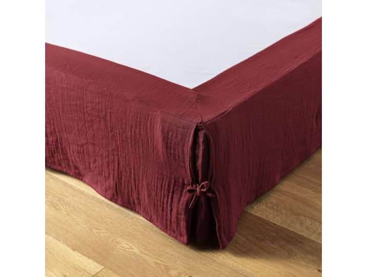 Cache sommier 180x200 cm Gaze de Coton Lie de vin