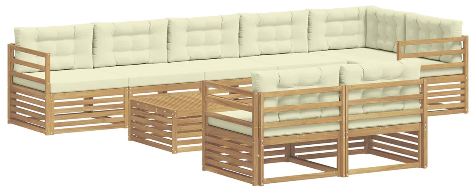 Outdoor-Sofagarnitur mit Kissen 9 pcs Weiß und Creme