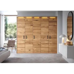 Kleiderschrank 5-türig Wildeiche 242x60x219 natur geölt HALMSTAD #100