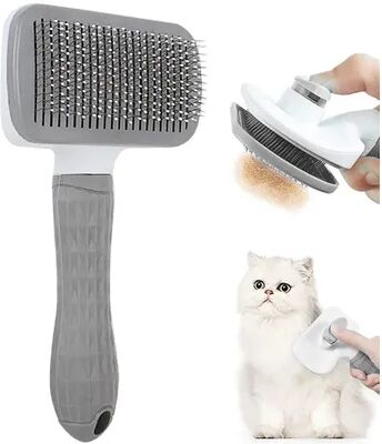 Uplifted Trends Dog Hair Remover Brush For Cats & Dogs Grooming Comb For Long Hair Pet Care Removes Fur Bath & Cleaning Brush square Grey