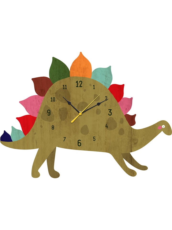 The Wild Hug Wanduhr "Dino" in Oliv/ Bunt - (B)40 x (H)40 cm - onesize