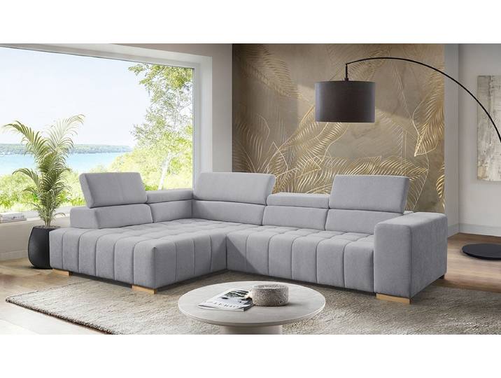 Ecksofa EXXPO - SOFA FASHION Elianos, hoher Komfort, inkl. Kopf- & Sitztiefenverstellung, L-Form , grau, B:307cm H:73cm T:201cm, Sofas, Ecksofa, Kopfteile & Sitztiefe verstellbar, ohne Bettfunktion