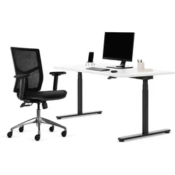 Büromöbel-Set Schreibtisch Masterlift Flex inklusive gratis Bürodrehstuhl Trendo Chair B - schwarz, maximale Stabilität und Flexibilität - Inwerk