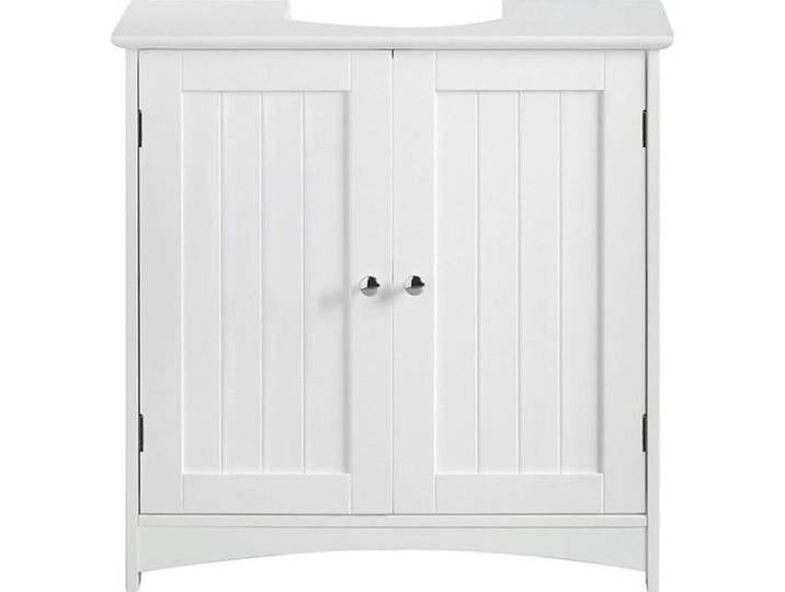 STUDIO@ Meuble sous lavabo blanc- avec 2 Portes à lamelles Blanc HAUTE QUALITÉ - MEUBLE VASQUE INTEGREE