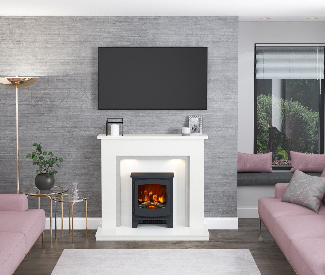 Flare Beacon Timber Inset Electric Stove Matt Black 59.9cm H x 48.6cm W x 23.2cm D
