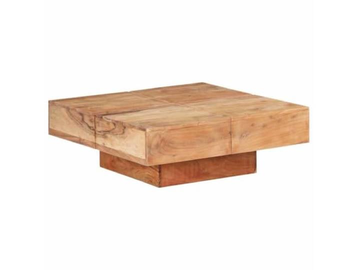 Massivholz Couchtisch Akazie 80x80x28 cm mit großer Tischplatte für Wohnzimmer und Büro, Stabiler Hartholztisch mit dichter Maserung und exquisiter Handwerkskunst als Unikat.