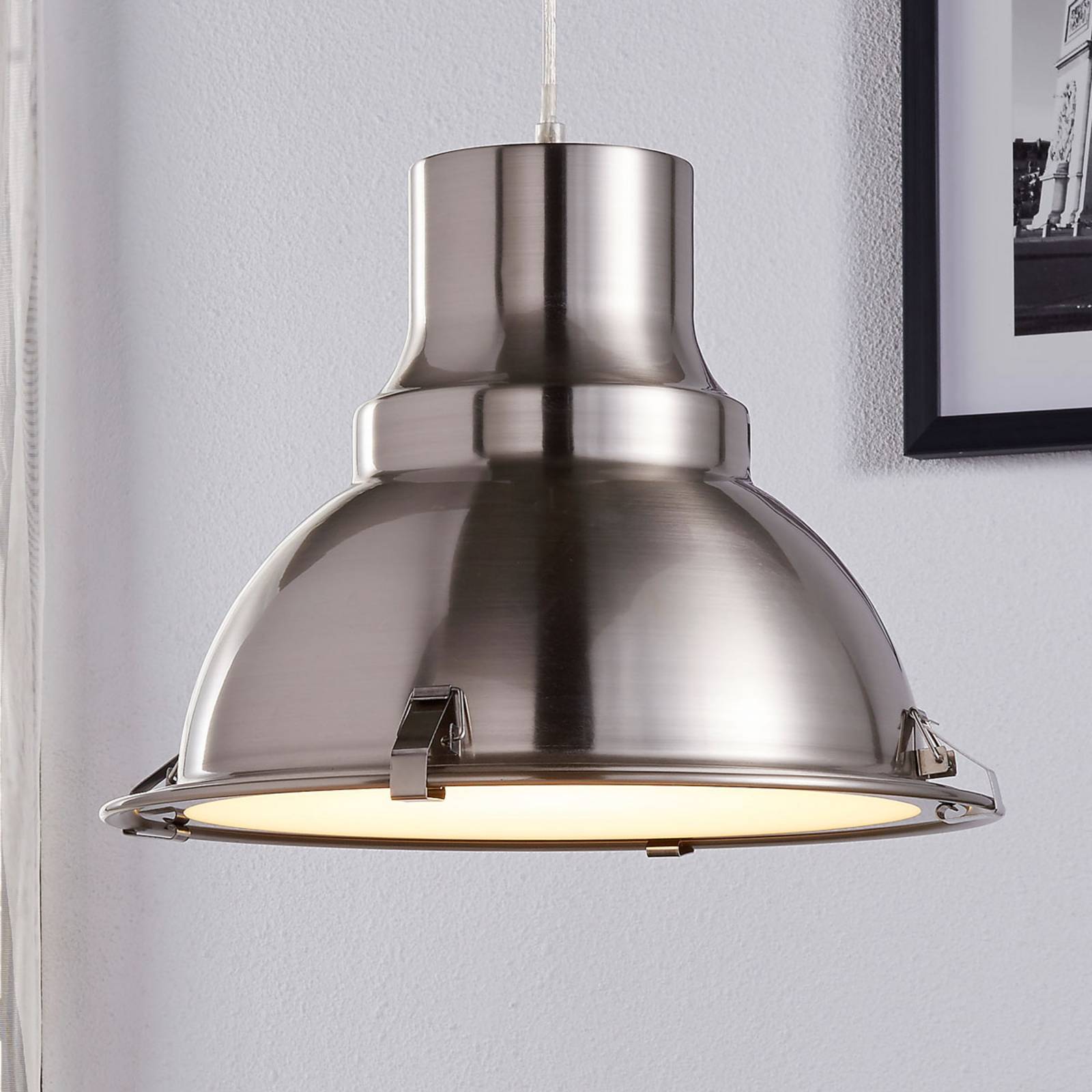 Hängelampe Letty Lindby, dimmbar, alu / grau / zink, für Küche, Metall, Industrielles Design, Pendelleuchte