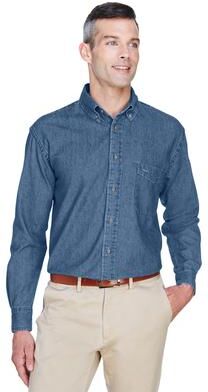 Harriton M550T Men's Tall Denim Shirt in Light size XL/Tall   Cotton
