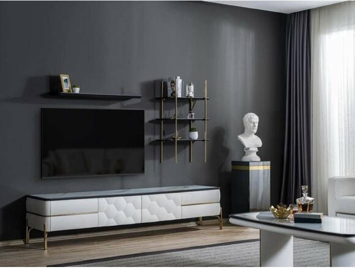 Xlmoebel Wohnwand Designer TV-Schrank mit Regalen in modernem Design, (3-St., TV-Schrank + 2x Regale), Hergestellt in Europa