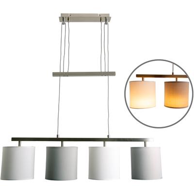 NÄVE Pendelleuchte "Tilde", grau (grau, weiß), 4, Ø 15cm H: 116cm, 1 Stk., Leuchten, 4 x E27 mit Textilschirmen je 2 x in grau und weiß höhenverstellbar, Pendelleuchte