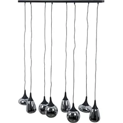 Pendelleuchte Glas 8 flammig Esstischlampe schwarz Hängeleuchte Esszimmer Glas chrom bedampft, unterschiedliche Lampenschirme, 8x E14, LxH 115x150 cm