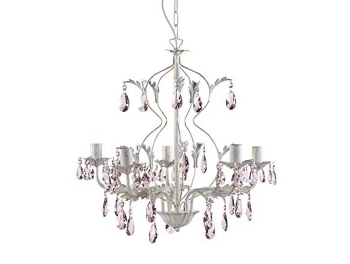 onli 4935/5R Lustre classique spennellato or avec gouttes en cristal rose\, Ivoire
