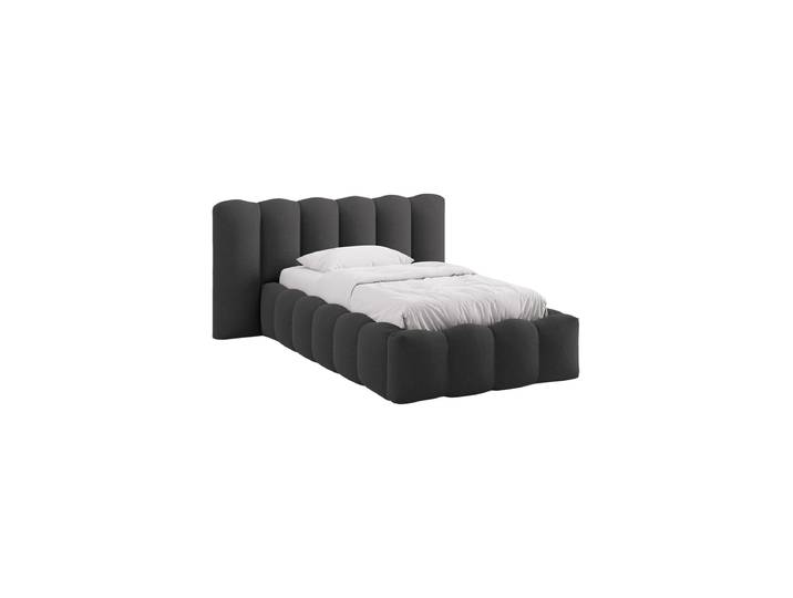 Design Einzel-Polsterbett „Lupine“ mit Ablagefach Strukturstoff Anthrazit Chosen by Bloomingloft