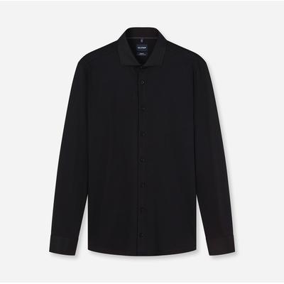 Langarmhemd OLYMP "Smart Business", Herren, Gr. 43, N-Gr, schwarz, Web, Obermaterial: 57% Baumwolle, 43% Polyester, body fit normal, Manschette, Hemden, Businesshemd, Kentkragen, body fit, Jersey