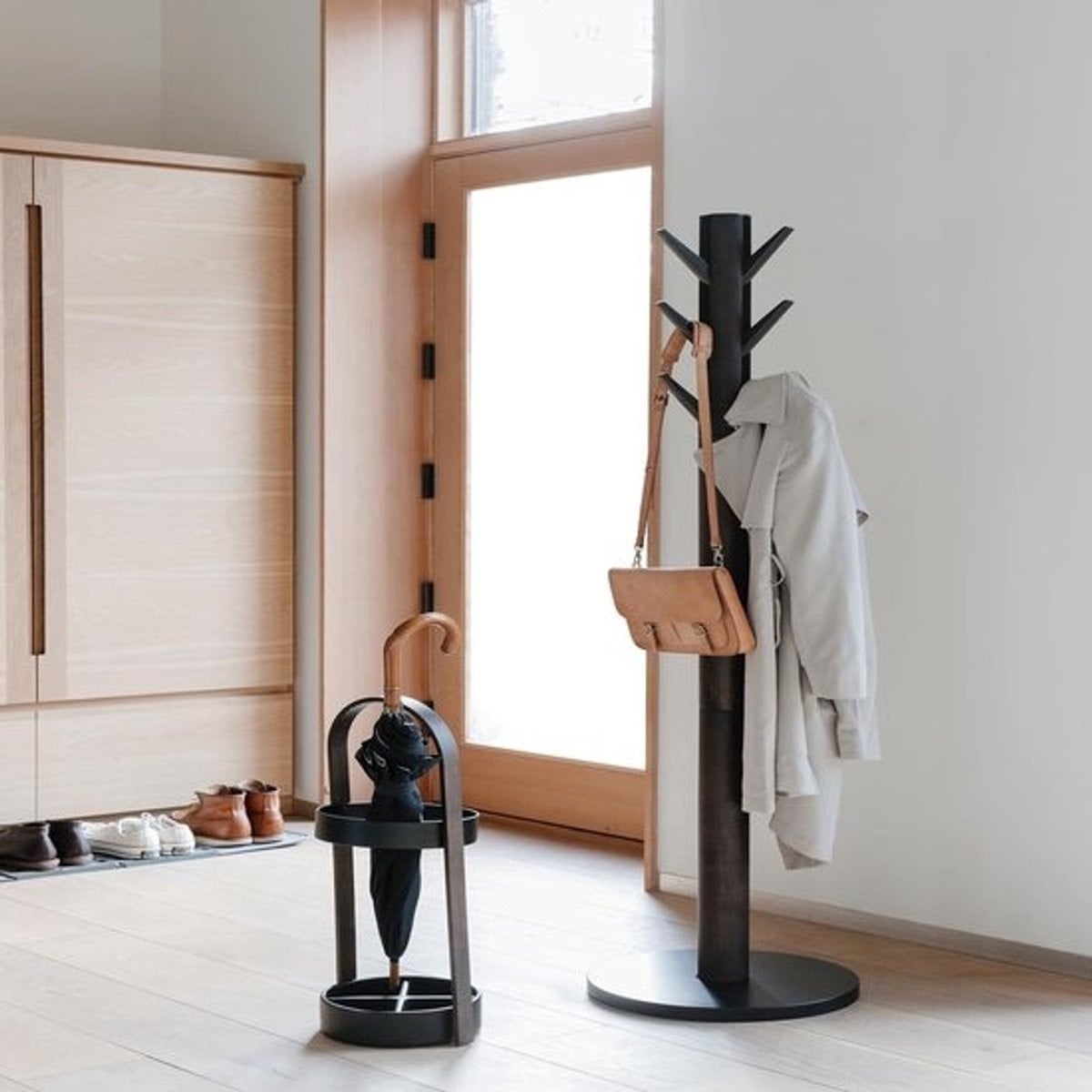 Bellwood Parapluhouder - Zwart/walnoot