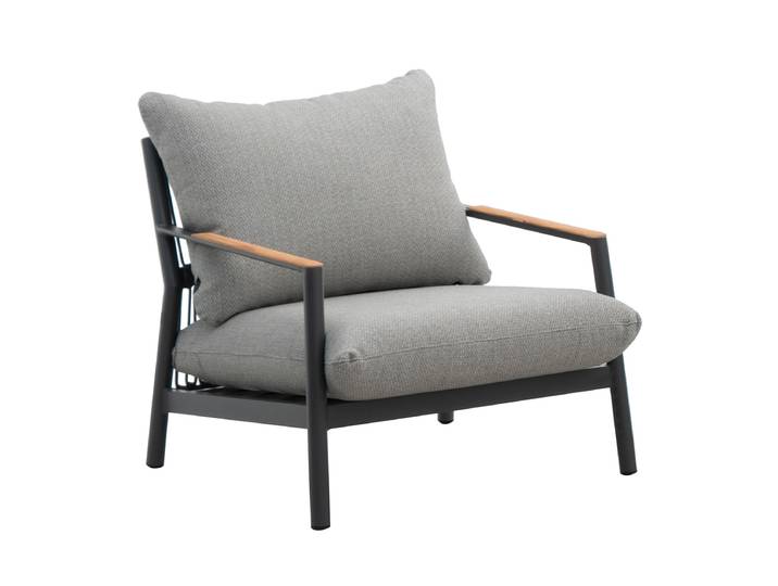 Lola Monaco Lounge Sessel Aluminium Graphite Teak/ Rope Carbon/