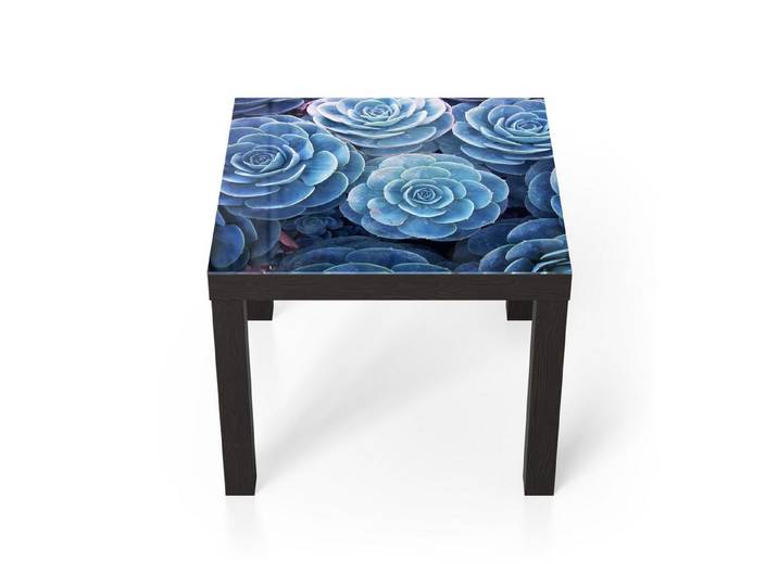 DEQORI Couchtisch 'Blaue Sukkulentenpracht', Glas Beistelltisch Glastisch modern