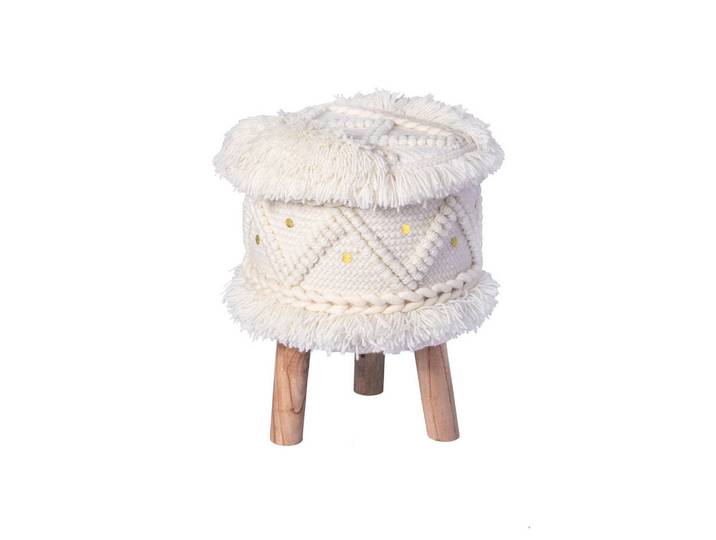 Hocker Bohist Creme Makramee